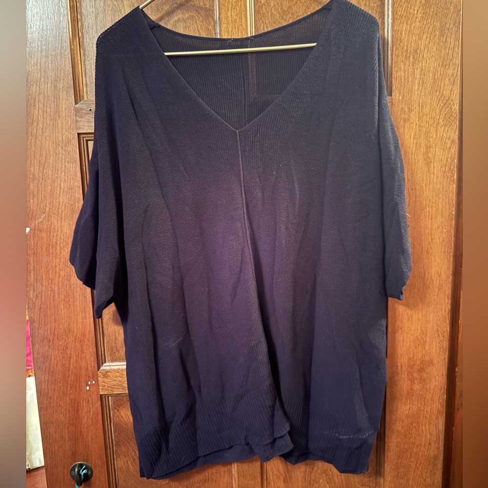 Black V-Neck Women's Knit Top